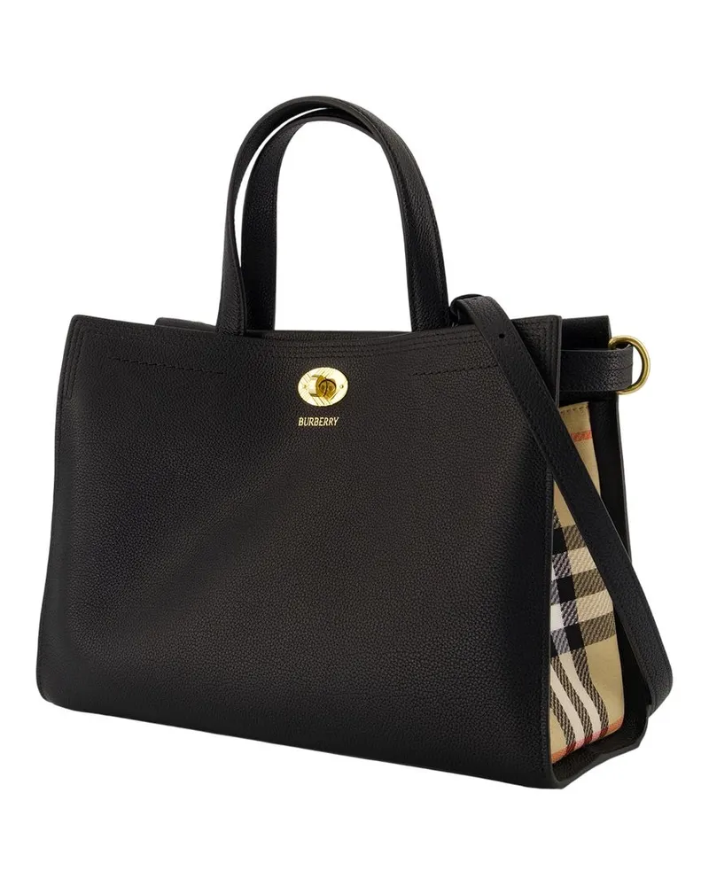 Burberry Cotswolds Calfskin Leather Tote Bag — Black Black