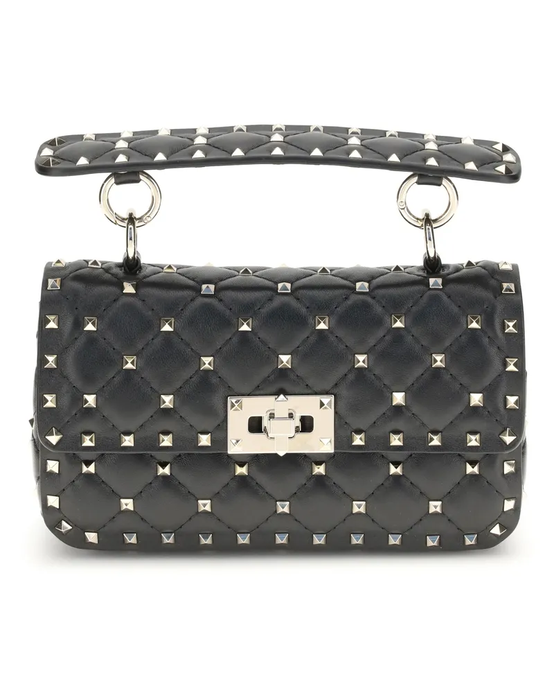 Valentino Garavani Women's Small Shoulder Bag Rockstud Spike Black Lambskin Black