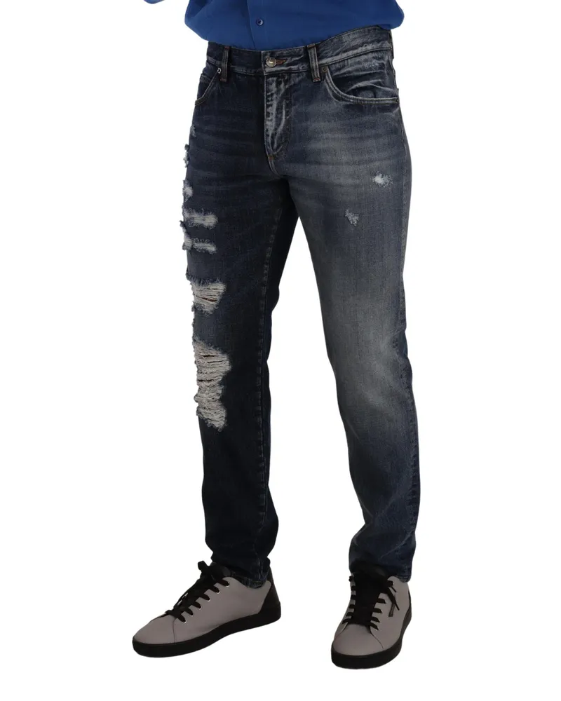 Dolce & Gabbana Distressed Denim Jeans — Blue Blue