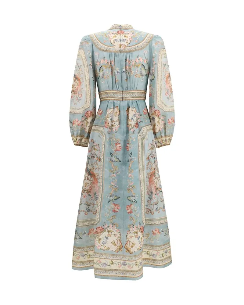 Zimmermann Women's Multicolor Linen Casual Dress Blue