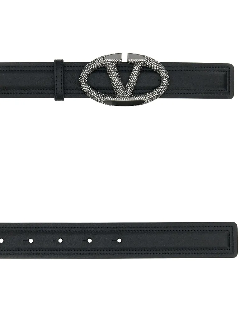 Valentino Garavani 5w0t0sj0eck 249 Neroblackdiamond Calfleatherbostaurus Cinture Belt Black