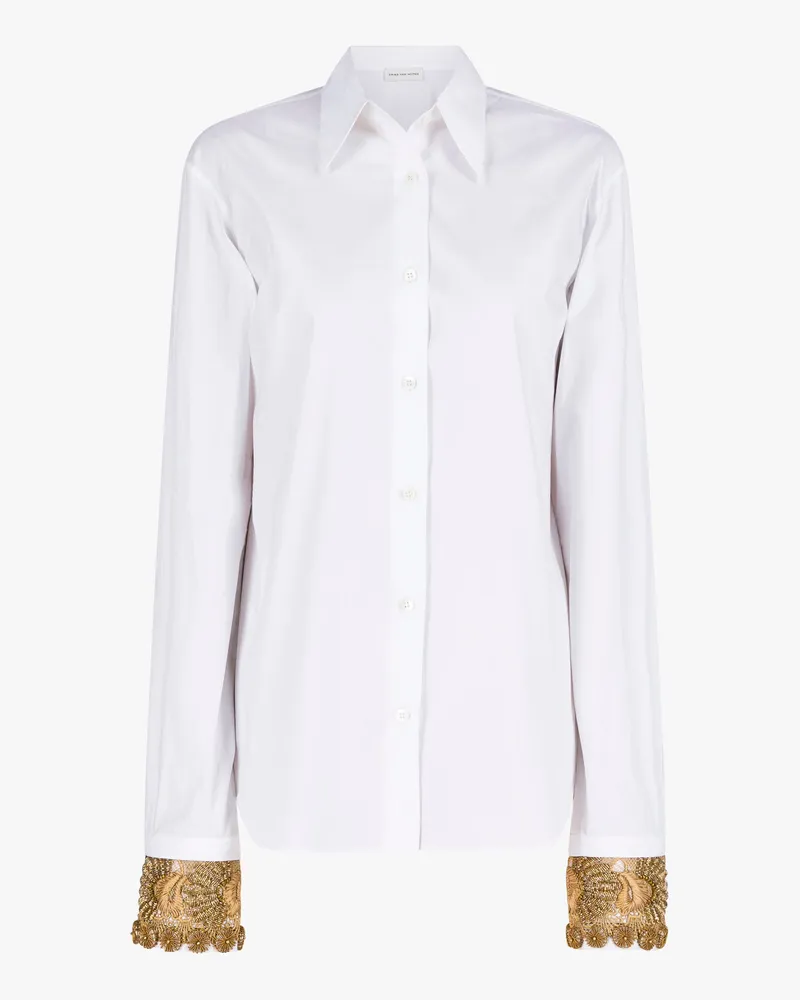 Dries van Noten Embroidered Cuff Shirt — White White