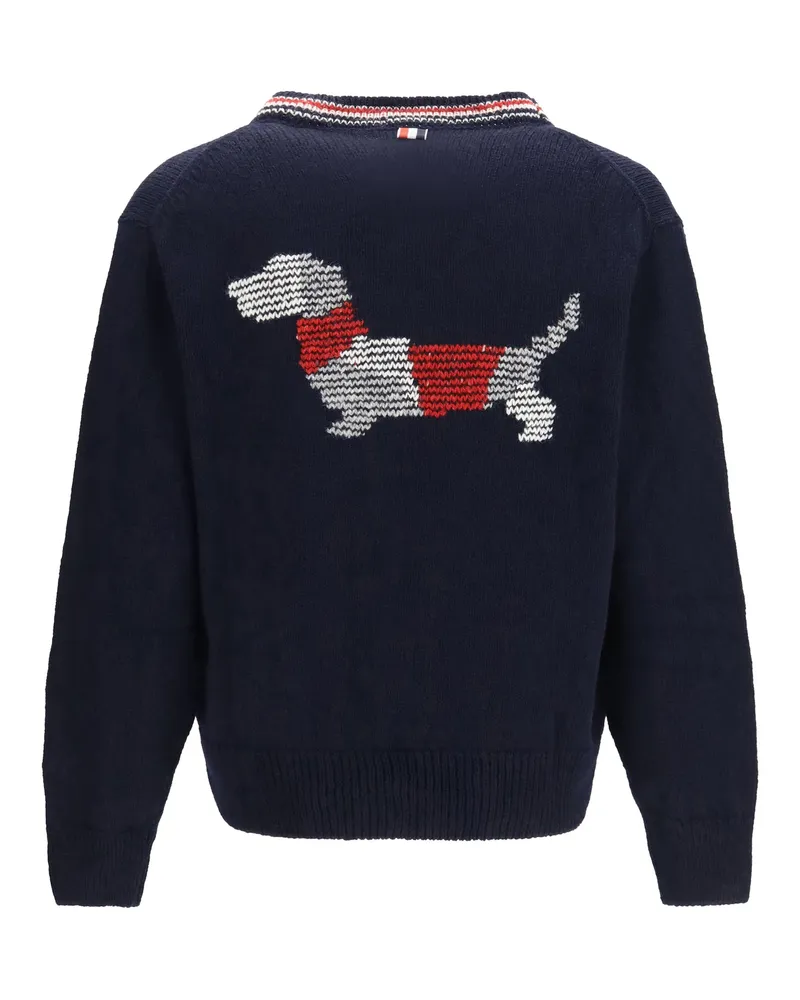 Thom Browne Men's Hector Donegal Yarn Cardigan Navy Sweater Navy