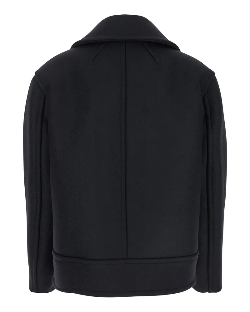 Saint Laurent Women's Black Double-Breasted Wool Coat Black