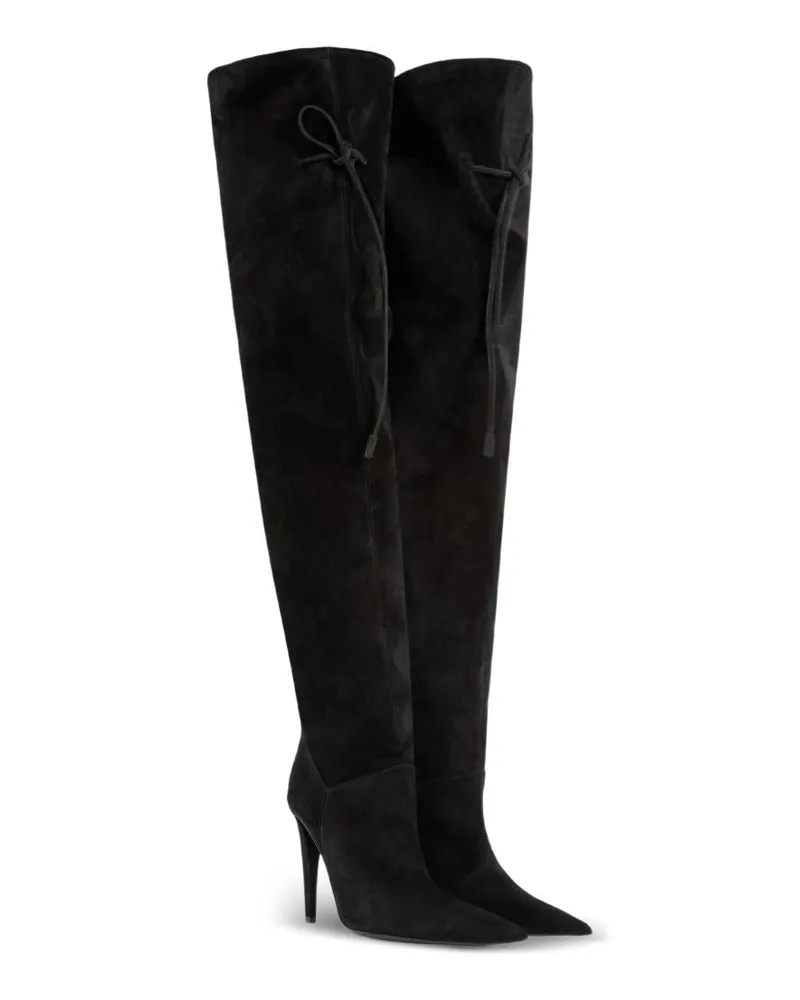 Giuseppe Zanotti Suede Pointed-Toe Boot — Black Black
