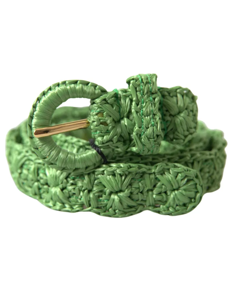 Dolce & Gabbana Women's Green Viscose Weaved Skinny Waist Belt Green