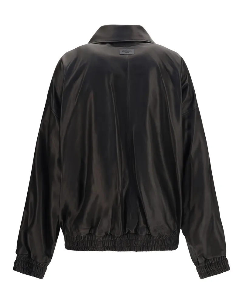 Acne Studios Women's Leather Jacket High Collar Black Lambskin Puffer Black