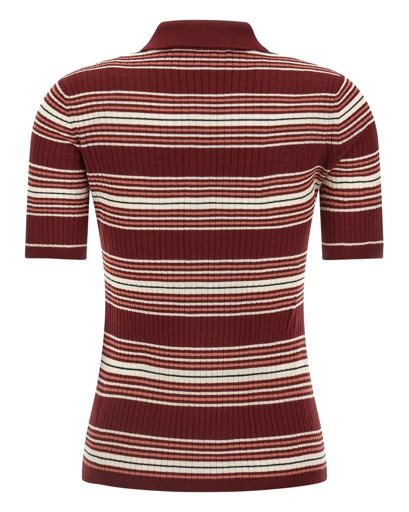 Max Mara Women's Bordeaux Silk Polo Shirt Bordeaux