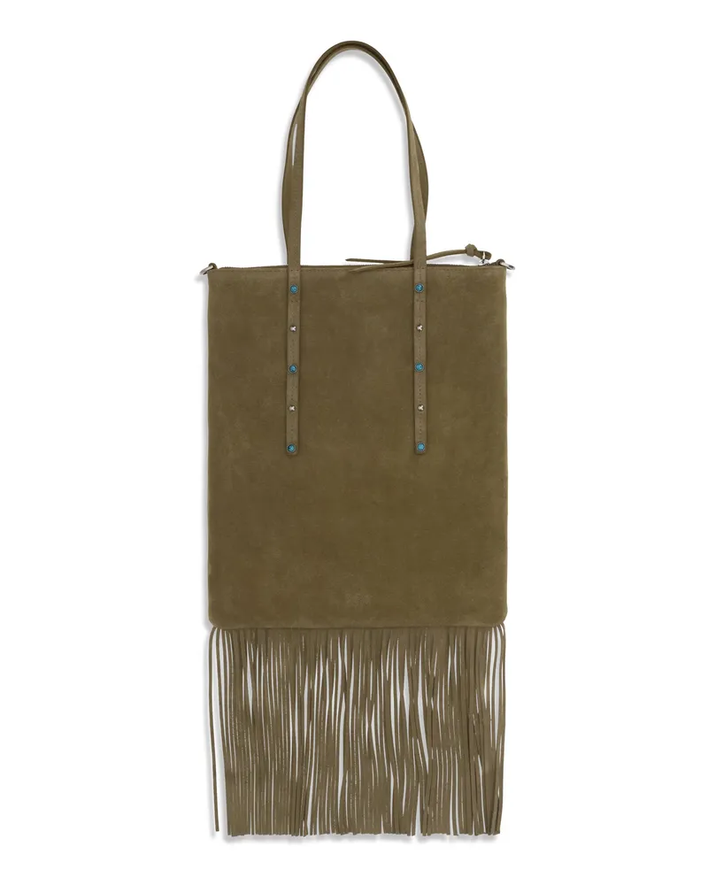 Pinko Women's Shoulder Bag Suede Green Canguro-Old Silver Calf Leather Canguro/old Green