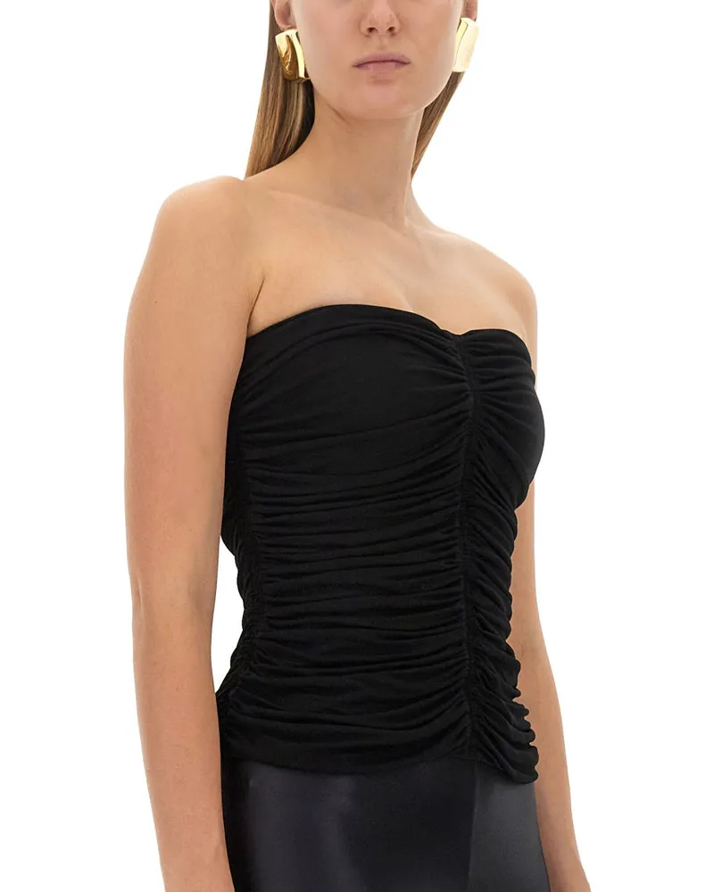 Saint Laurent Crepe Jersey Bustier Tank Top — Black Black