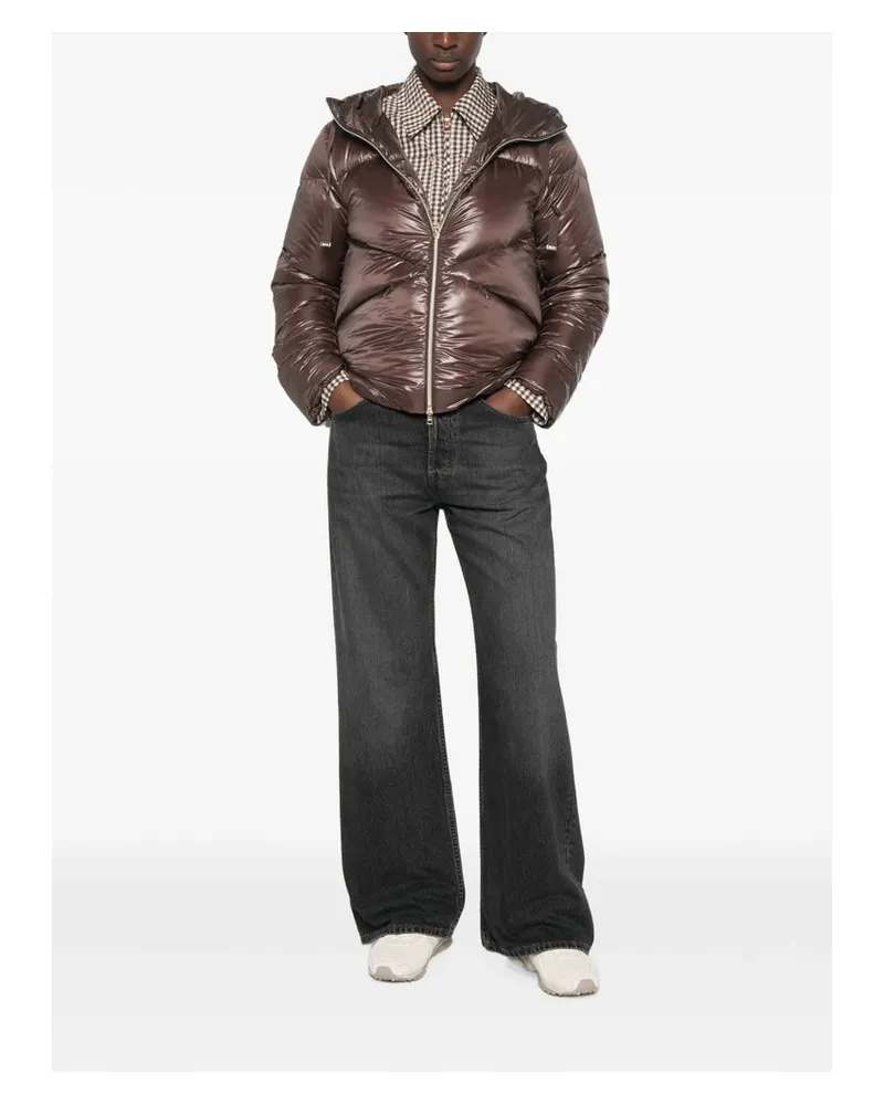 Herno Quilted Silk-Cashmere Down Jacket — Brown Brown