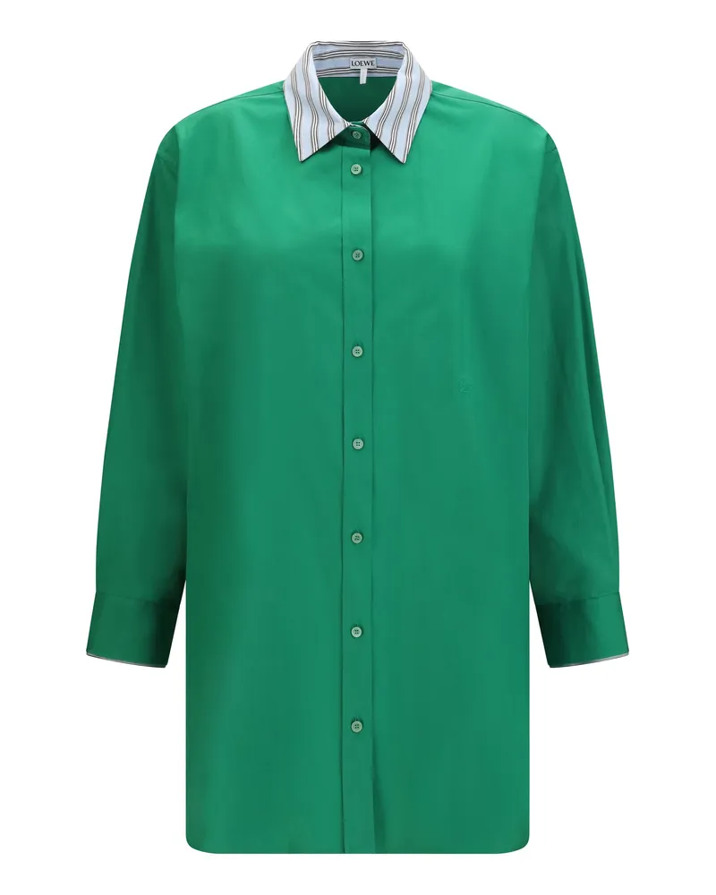 Loewe Women's Chemisier Cotton Dress Green Green