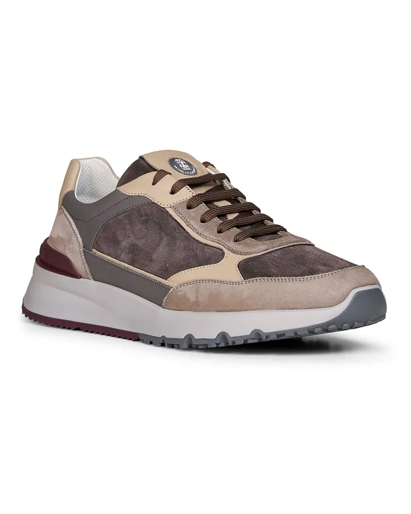 Brunello Cucinelli Men's Sneakers Multicolour Suede & Leather Anthracite Calf Trainers Multicolor
