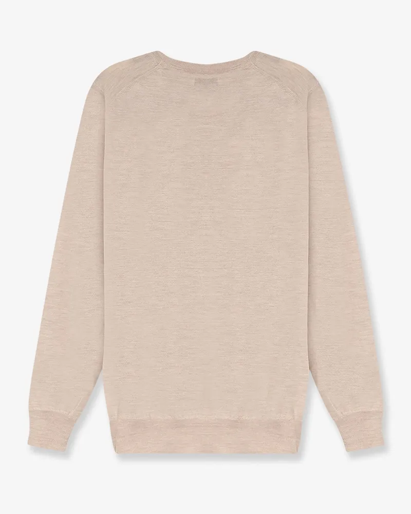 Brunello Cucinelli Men's Crew Neck Cashmere And Silk Sweater Beige Beige