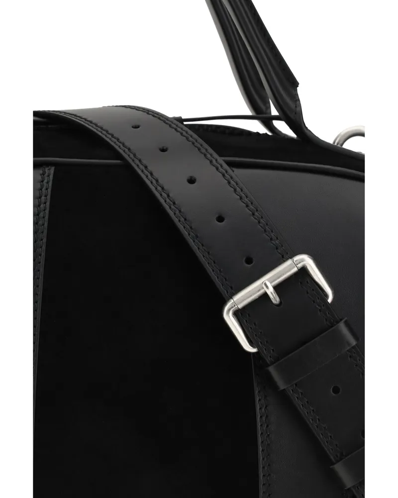 Dries van Noten Men's Travel Bag Calf Leather Black Shoulder Black