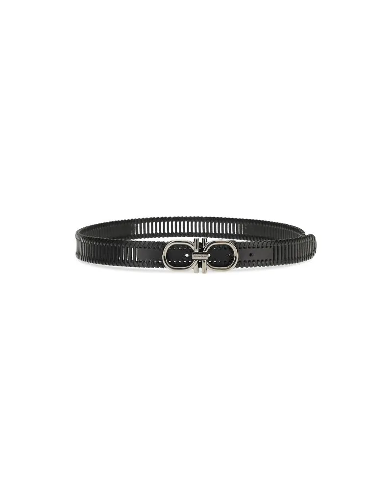 Ferragamo Men's Black Calf Leather Bos Taurus Regular Belt Black