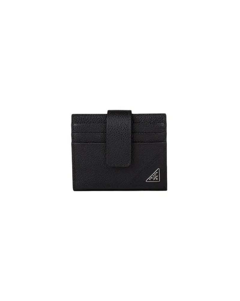 Prada Men's Wallet Black Calfskin Bags Black