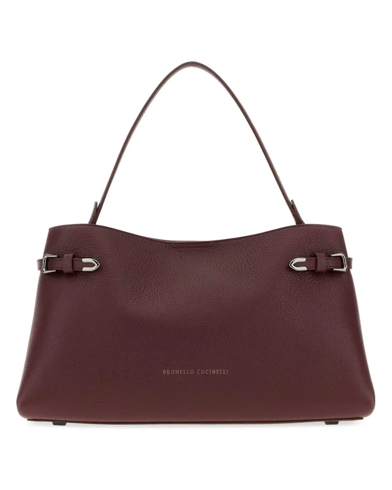Brunello Cucinelli Women's Scottish Red Deer Leather Shoulder Bag Purple Purple