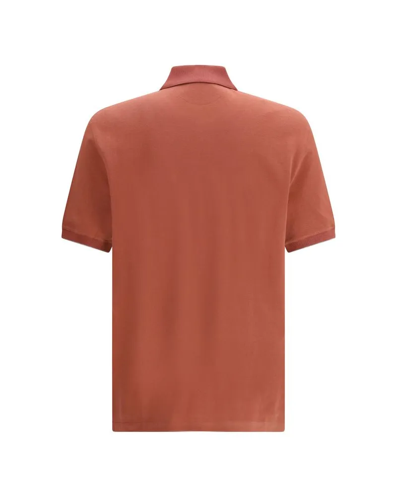Brunello Cucinelli Men Multicolor Cotton Polo Shirt Orange