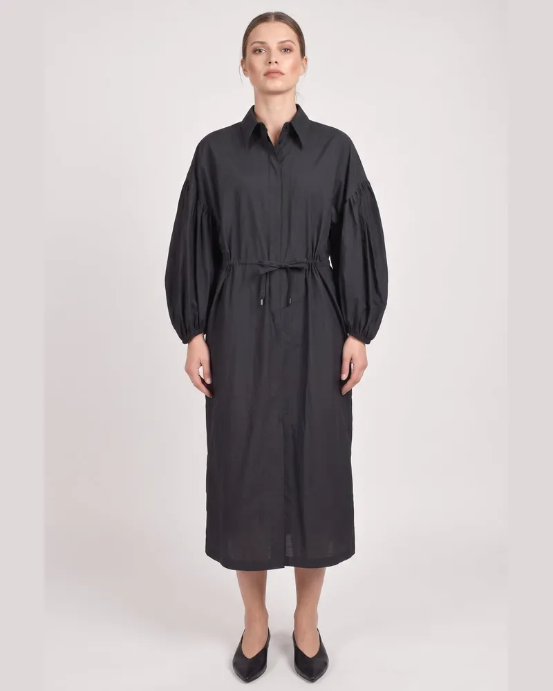 Brunello Cucinelli Cotton-Blend Shirt Dress — Dark Grey Dark