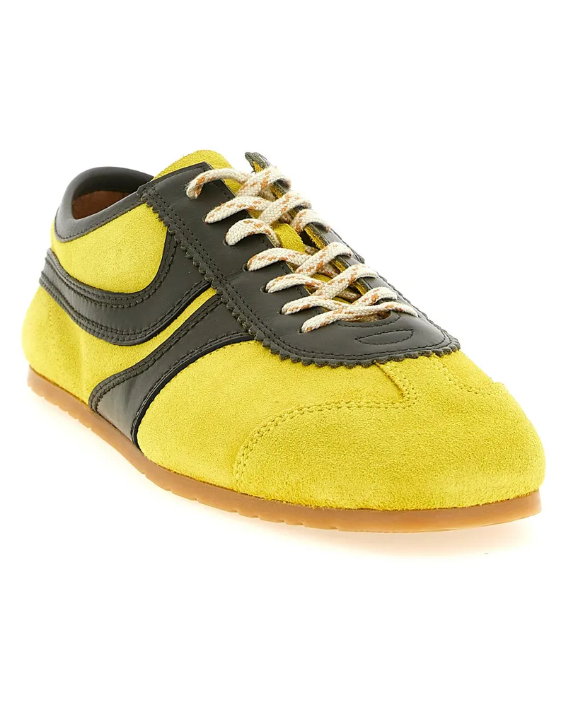 Dries van Noten Suede Colorblock Sneaker — Yellow Yellow