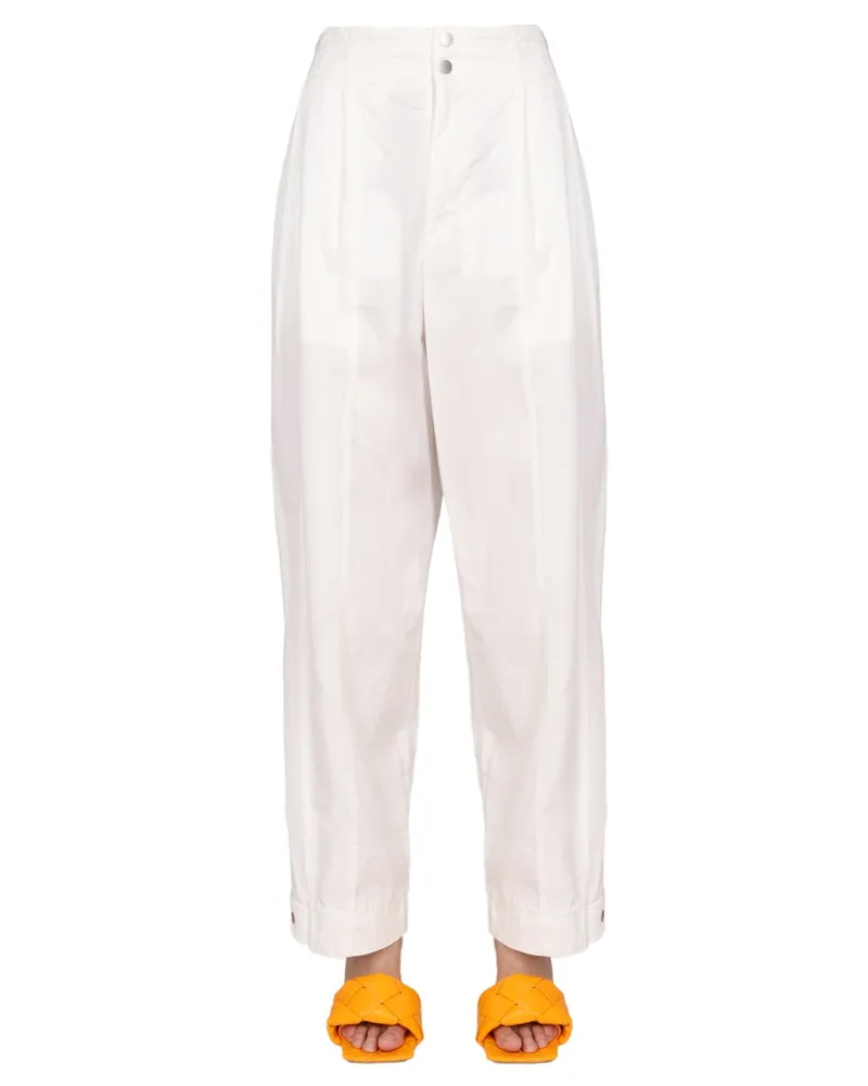 Bottega Veneta Wide-Leg Cotton Blend Trousers — White White