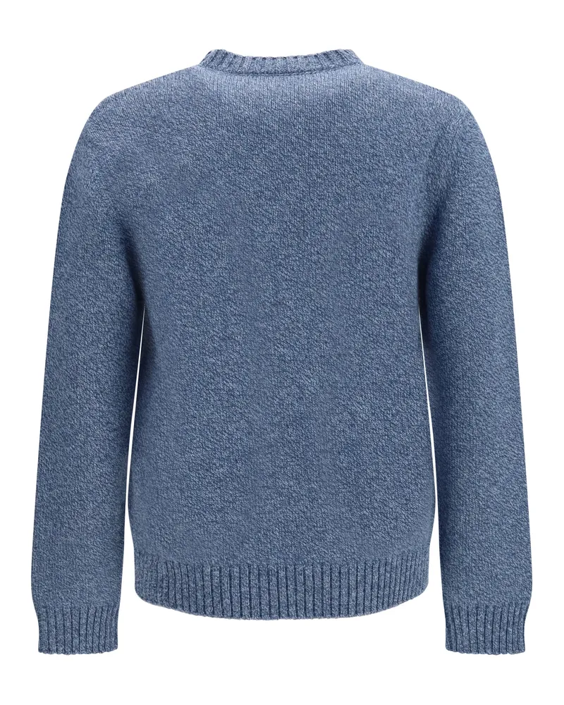 Valentino Garavani Wool with Butterfly Embroidery Sweater — Blue Blue
