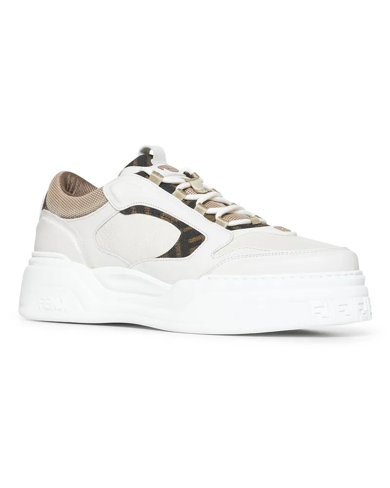 Fendi Men's White Leather Force Sneakers Calf Trainers White