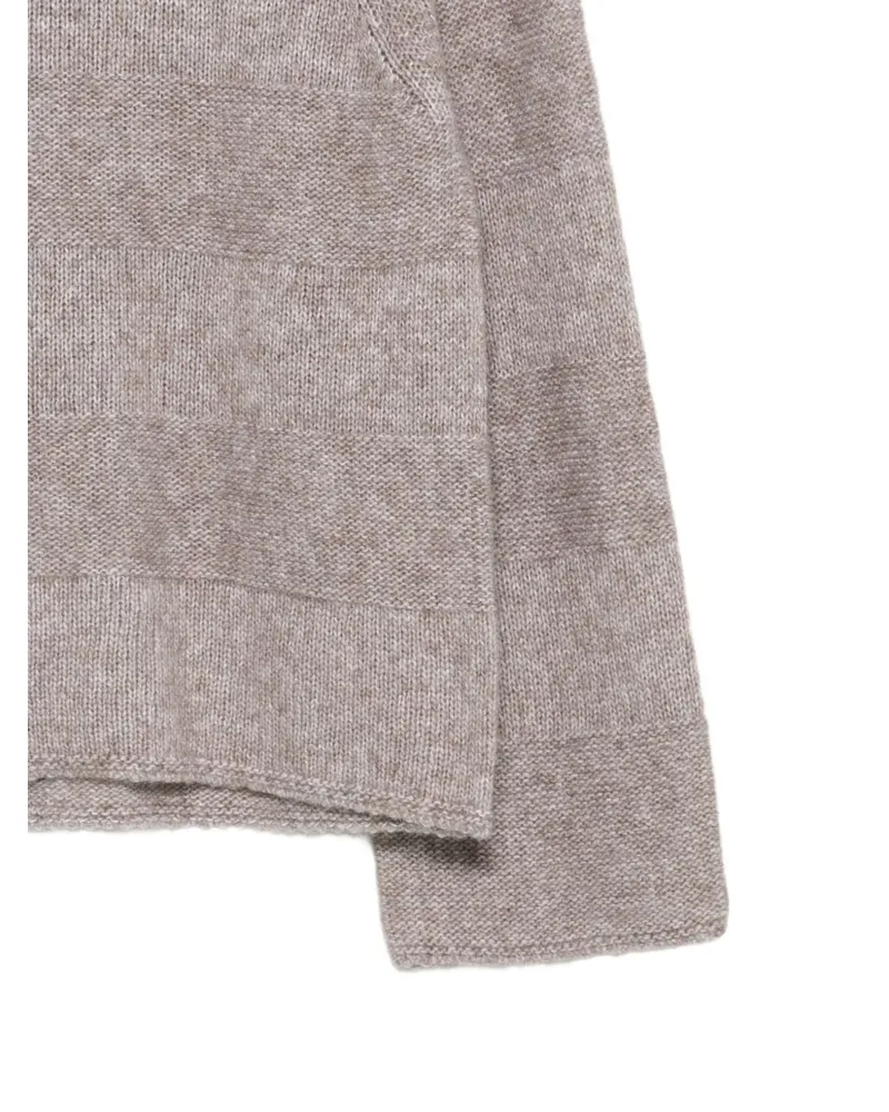 Emporio Armani Wool Blend Horizontal-Stripe Sweater — Grey Grey