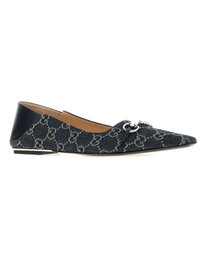 Gucci Women's Gg Denim Vittoria Ballerinas Flurryblueblue T Cotton Ballerine Flat Shoes Blue