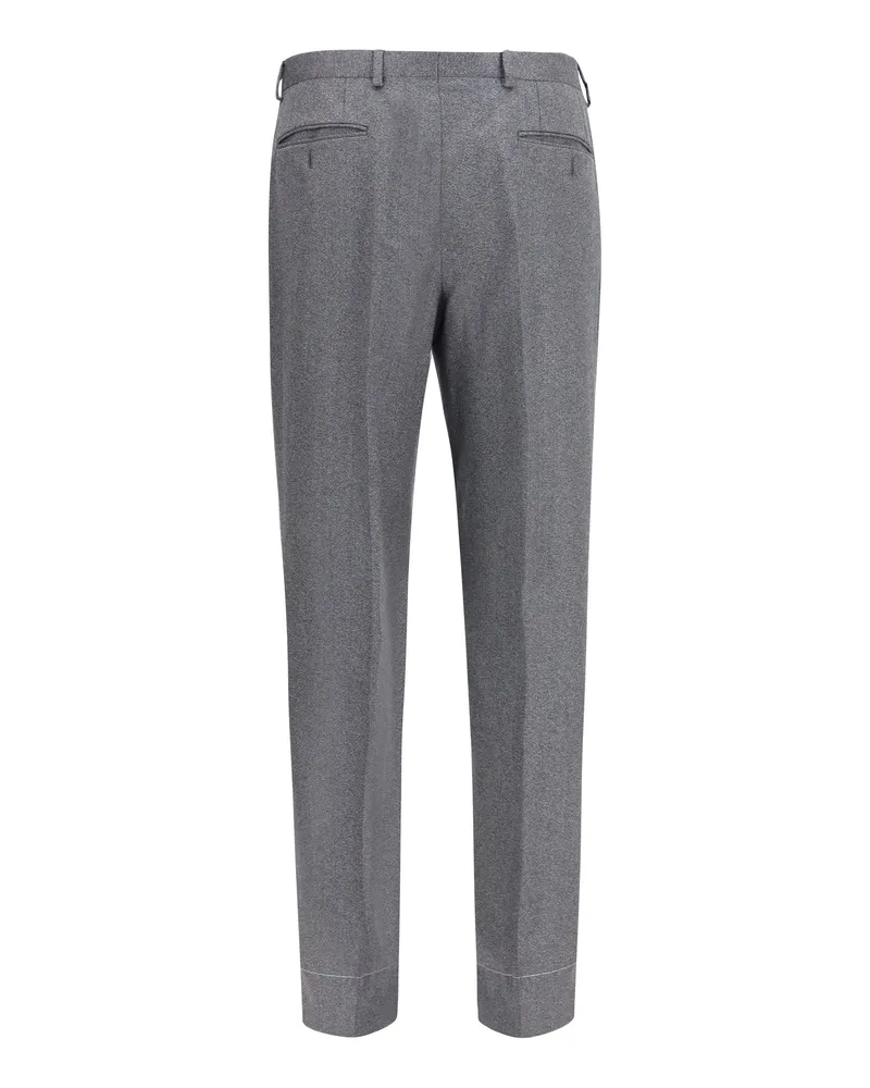 Brioni Men's Elba Trousers Silk, Cashmere And Linen Anthracite Wool Ovis Aries Gray