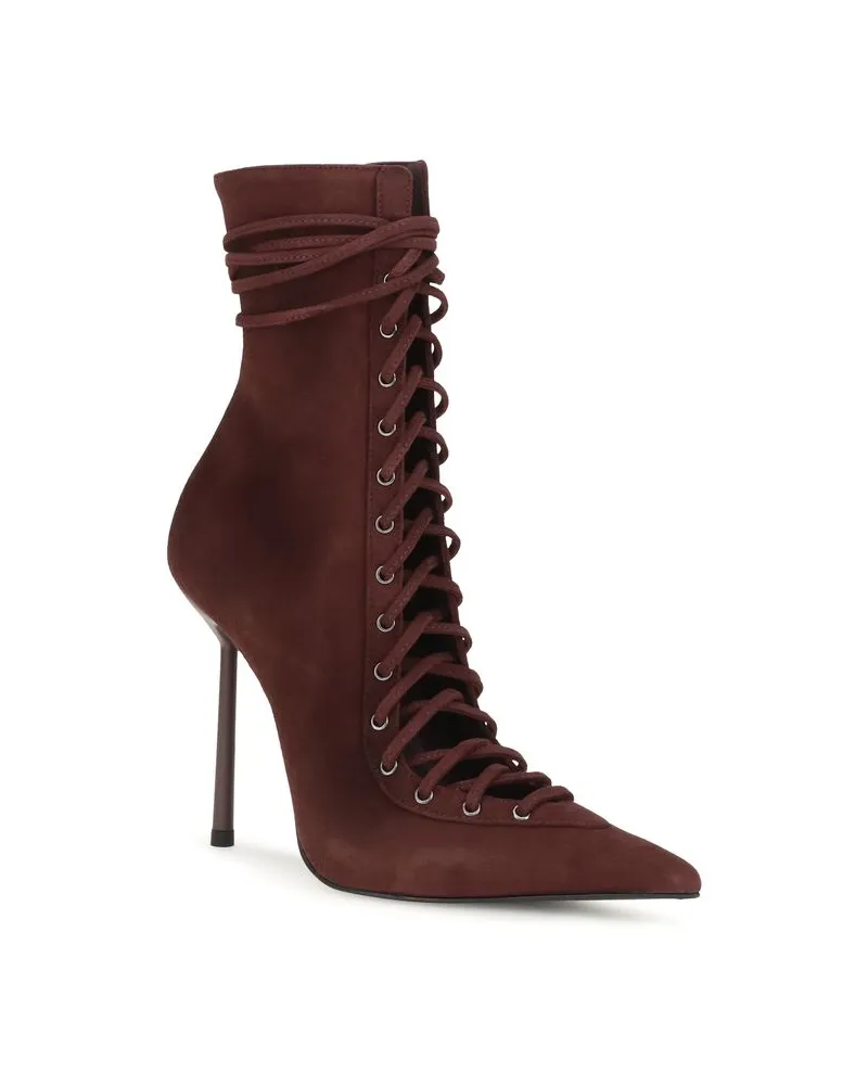 Le Silla Women's Bordeaux Calf Leather Bos Taurus Lace-Up Boots Bordeaux