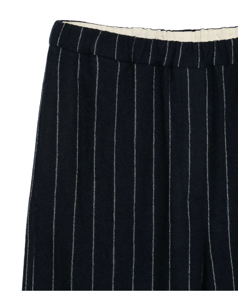 ALYSI Pinstriped Wool Trousers — Navy Navy