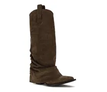 Suede Cowboy Boots — Brown