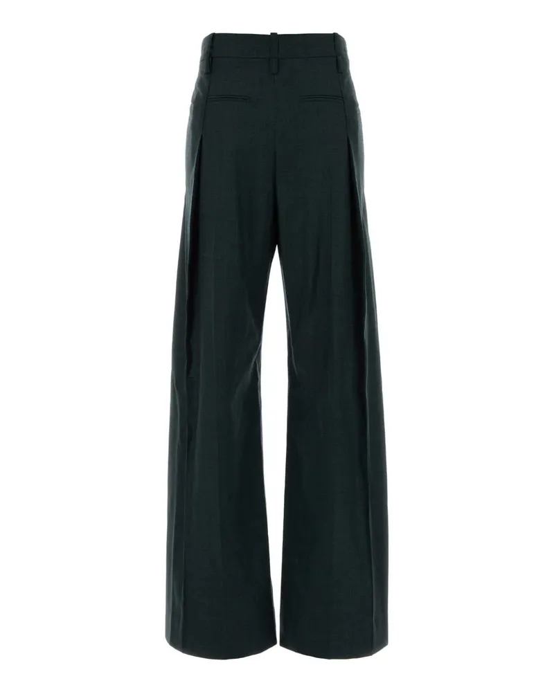 Victoria Beckham Virgin Wool Trousers — Green Green