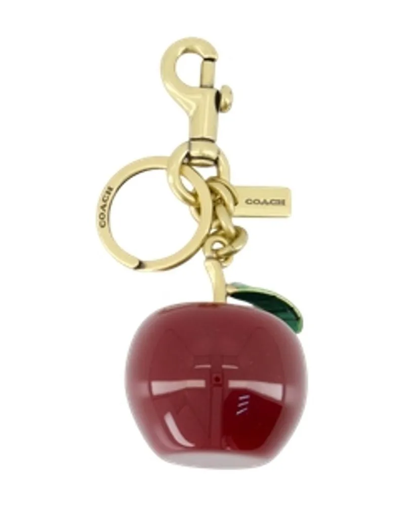 Coach Women's Small Apple Keychain -  Metal Red Resin Accessories Keychains Red