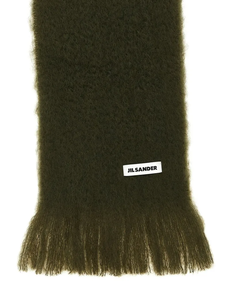 Jil Sander Mohair Wool Blend Scarf — Olive Olive