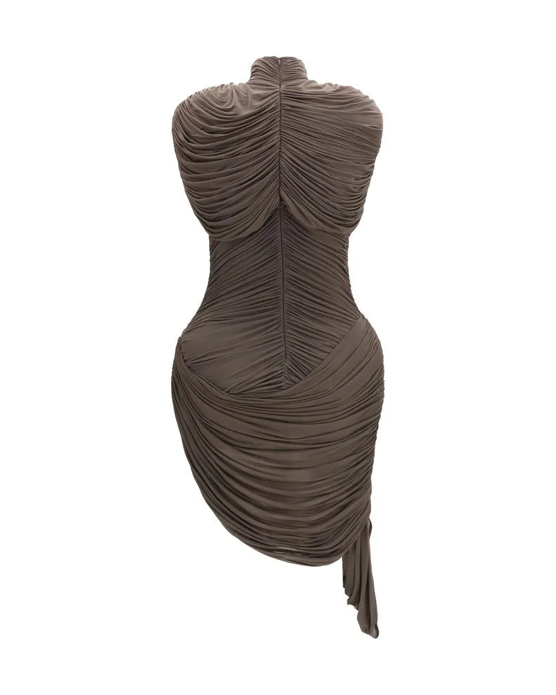 Magda Butrym Women Brown Copper Cocktail Dress Brown