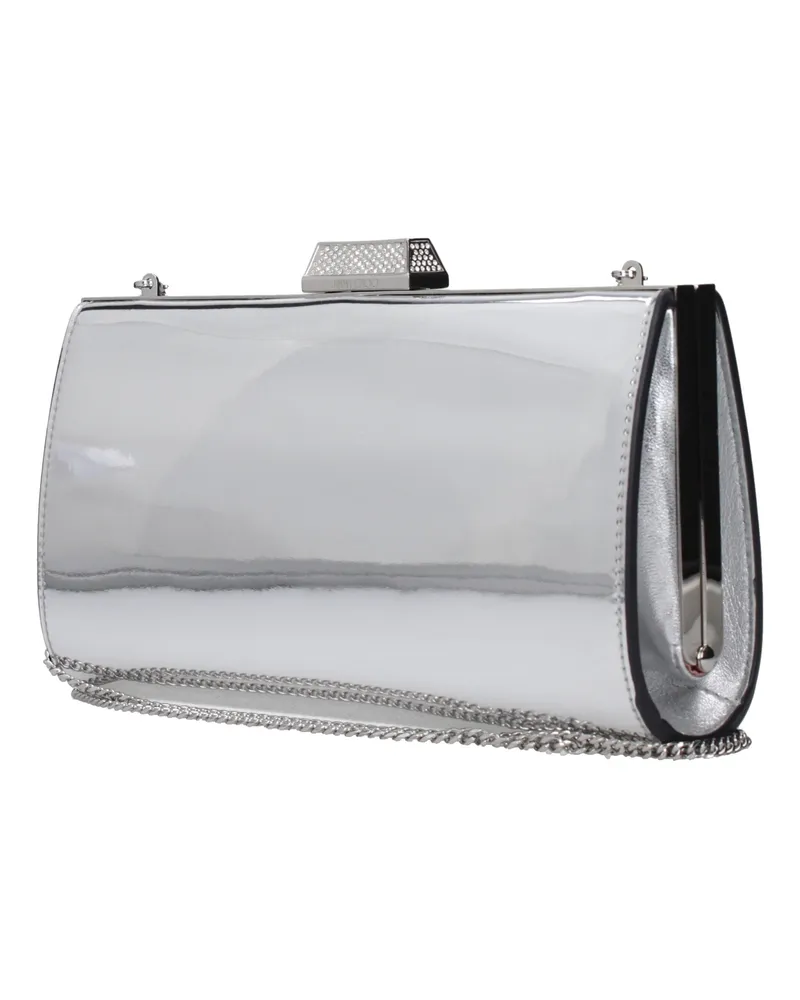 Jimmy Choo Women's Gray Leather Clutch Bag Silver
