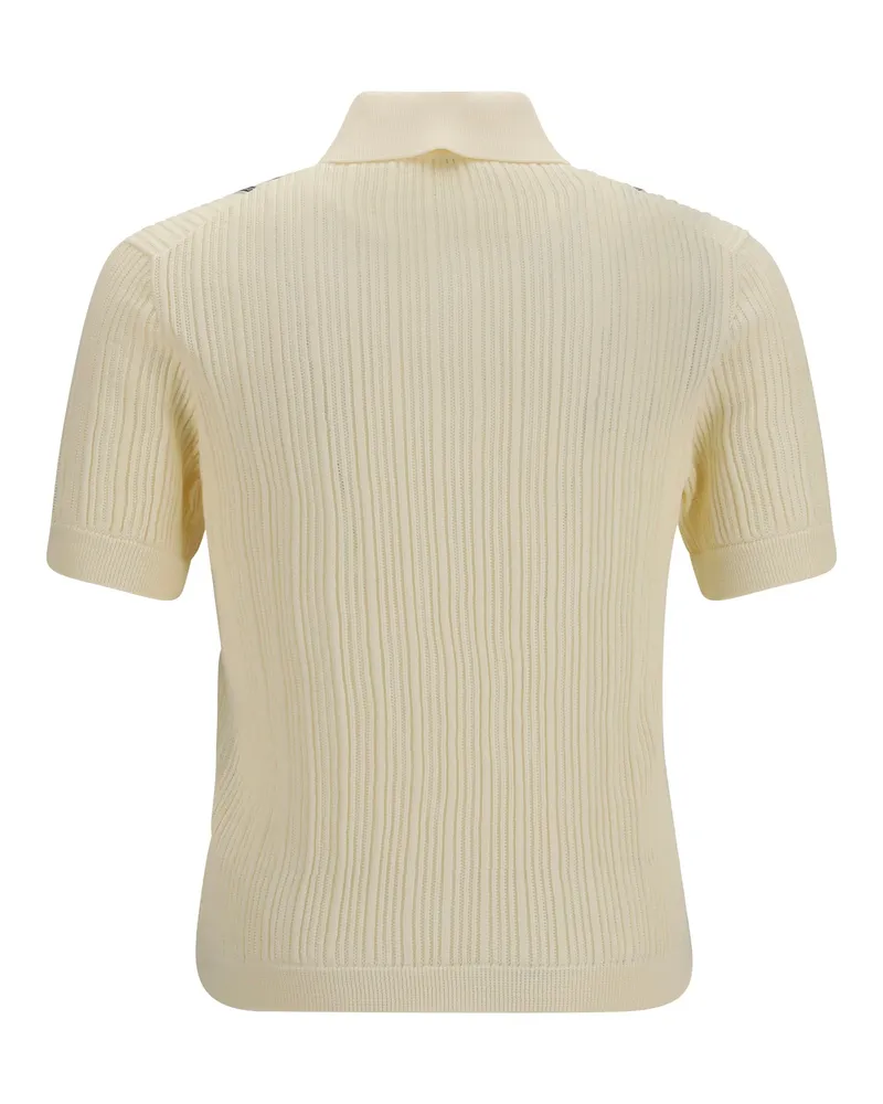 Versace Men's Jacquard Cotton Knit Polo White Shirts T-shirts And Polos White