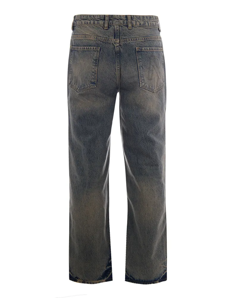 REPRESENT Men's Jeans R3 Baggy Blue Cream Cotton Blue