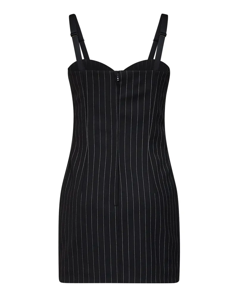 Dolce & Gabbana Pinstriped Wool Bustier Mini Dress — Black Black