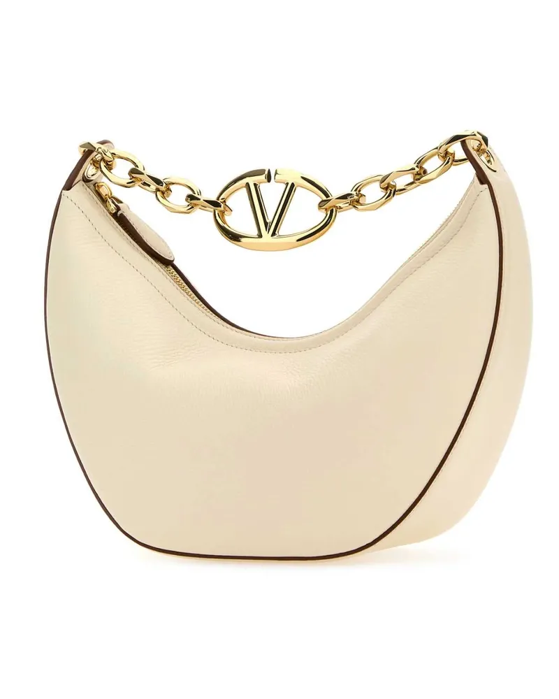 Valentino Garavani Women's Ivory Leather Small Hobo Vlogo Moon Handbag Borse A Mano Ivory