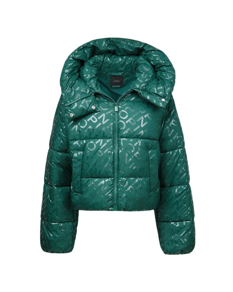 Pinko Women Winter Jacket Green Polyester Apparel Outwear Teal