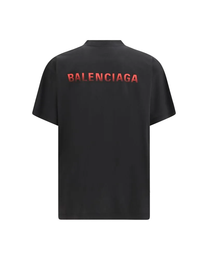 Balenciaga Logo-Embroidered Cotton T-Shirt — Black Black