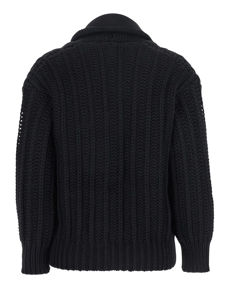 Dolce & Gabbana Women's Black Wide Neckline Virgin Wool Cardigan Tops Top Black