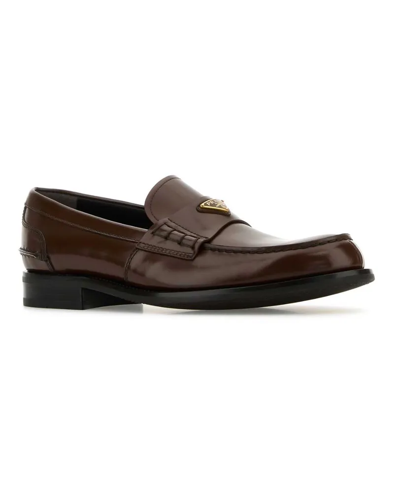 Prada Men's Chocolate Leather Loafers Radica Vitello Mocassini Brown