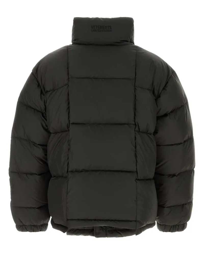 VETEMENTS Men Dark Brown Polyester Down Jacket Blackout Piumini Black