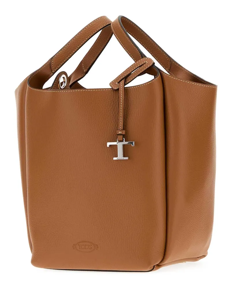 TOD'S Women's Camel Leather Apa Bucket Bag Keniascuro Borse A Mano Brown