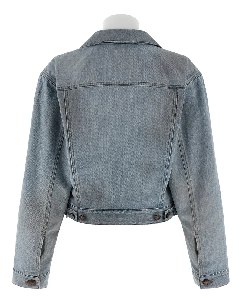 Balenciaga Stonewashed Denim Double Layer Jacket — Blue Blue